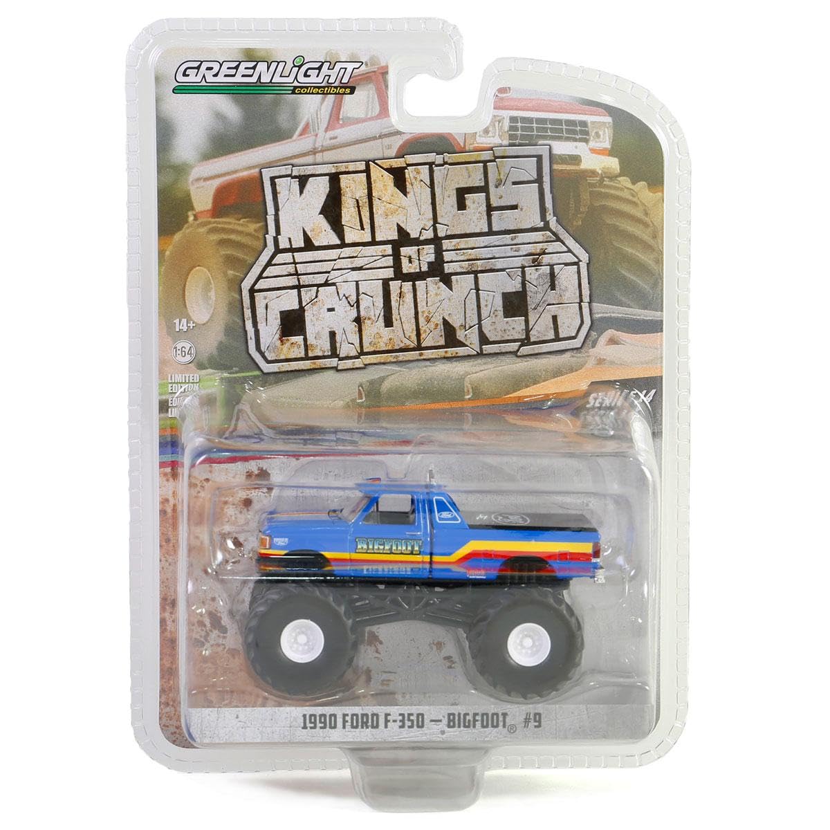 Greenlight 1/64 1990 Ford F-350, Bigfoot #9, Kings of Crunch